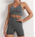 the keeper seam free GATHERED CROP & high waist scrunch bum bike short SET black
